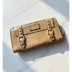 Samantha Thavasa Long Wallet Beige petit choice  Patent Leather, Ingrained Gold